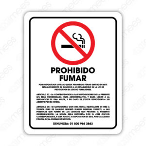 PROHIBIDO FUMAR COFEPRIS MOD.643 - Vértice Industrial